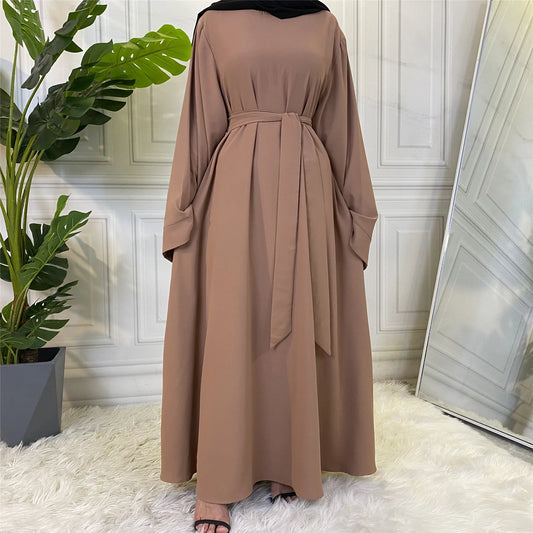 Muslim Fashion Hijab Dubai Abaya Long Dresses Women With Sashes Islam Clothing Abaya African Dresses For Women Musulman Djellaba