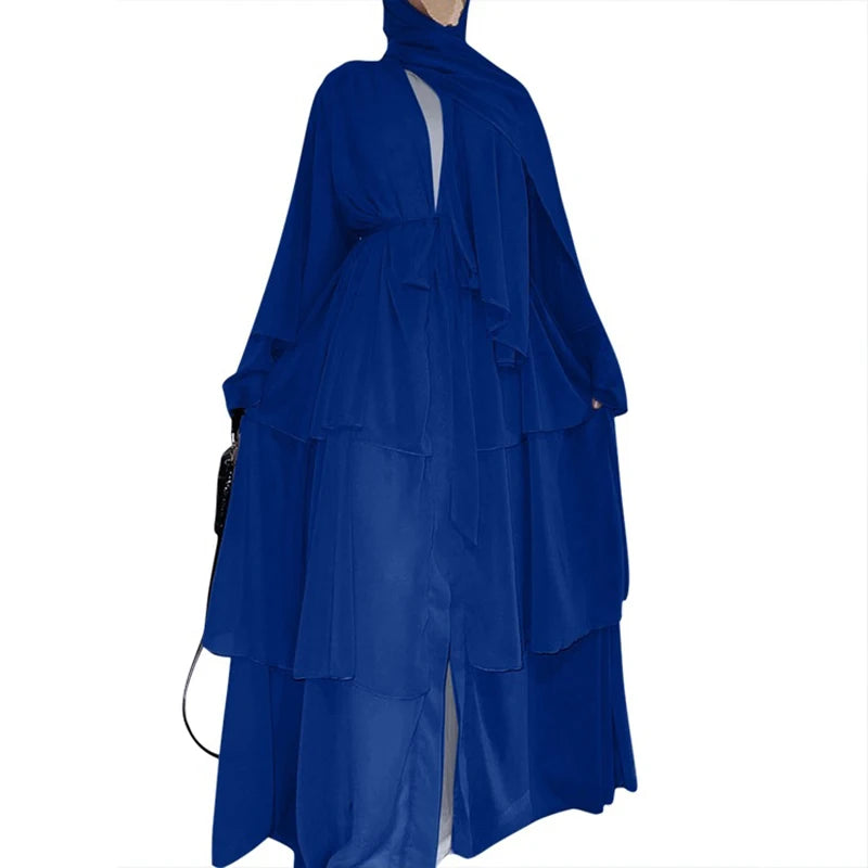 Chiffon Open Abaya Dubai Turkey Kaftan Muslim Cardigan Abayas Dresses For Women Casual Robe Kimono Femme Caftan Islam Clothing