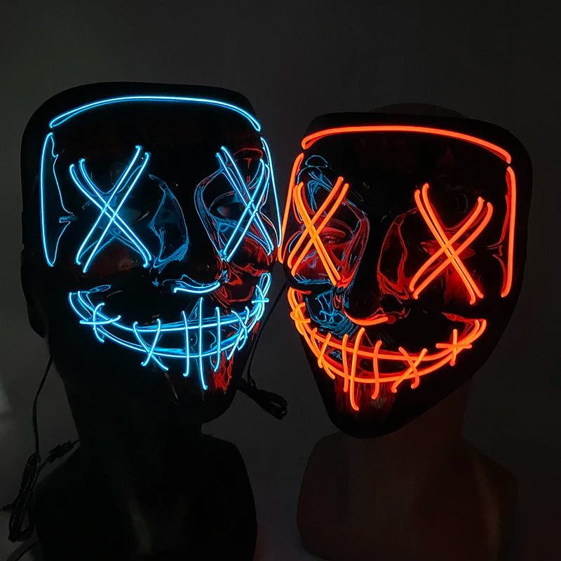 Purge Led Mask Halloween Carnival Christmas Masquerade Party Night Club Luminous Movie Theme Mask The Purge Glowing Cosplay Mask