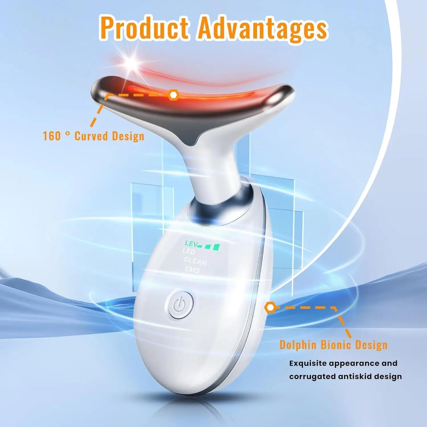 Electric Neck Massager with 7 Colors Facial Lift Electric Skin Tightening Device LED Photon Wrinkle Remover Neck Lifting Device