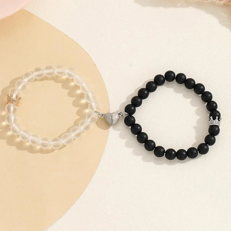 2 Pcs Light Up Magnet Heart Beads Lover Bracelets Couple Bracelets