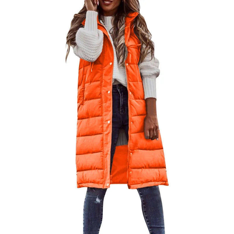 Long with Hood Outdoor Vest Down Women's Jacket Quilted Coat Sleeveless Jacket Winter Light Weight Sweaters