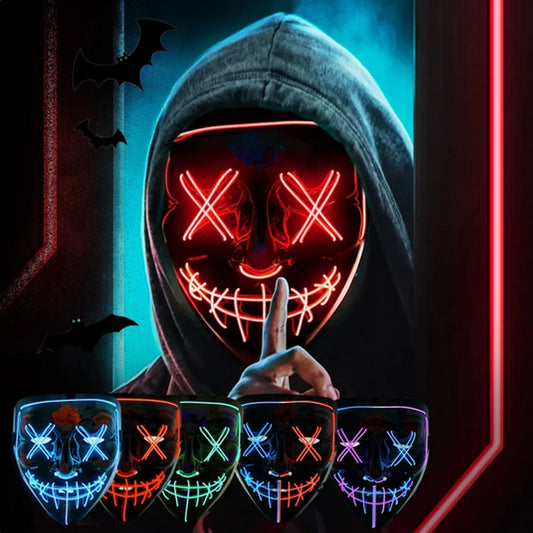 Purge Led Mask Halloween Carnival Christmas Masquerade Party Night Club Luminous Movie Theme Mask The Purge Glowing Cosplay Mask