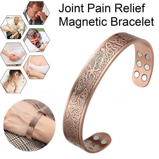 Pure Copper Magnetic Bracelet Open Closure Cuff Bangle With 18 Healing Magnets Vintage Jewelry Gift For Men Women Медный Браслет