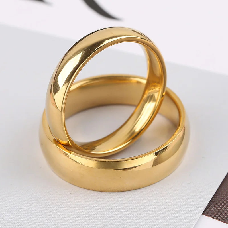 Fashion Simple Gold Plated Glossy Ring Classic Couple Banquet Exquisite Jewelry