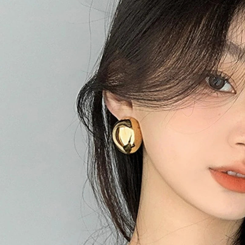 Bilandi Fashon Jewelry Smooth Shiny Metal Earrings Simply Cool Design Hot Sale Silver Plated Gold Color Earrings For Women Gift