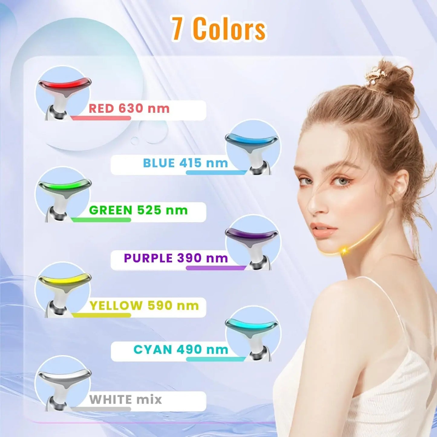 Electric Neck Massager with 7 Colors Facial Lift Electric Skin Tightening Device LED Photon Wrinkle Remover Neck Lifting Device