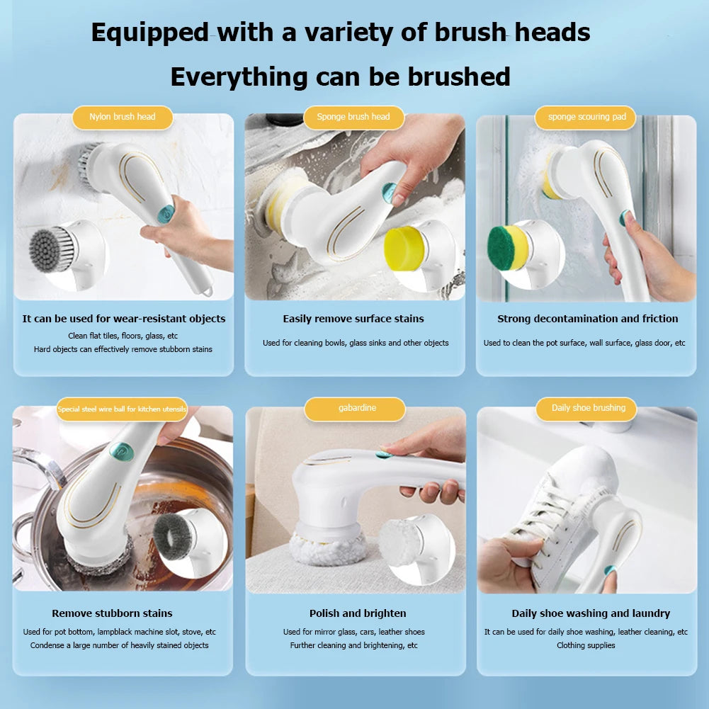 1PC electric cleaning brush, handheld wireless multifunctional charging, portable household kitchen dishwasher, brush pot