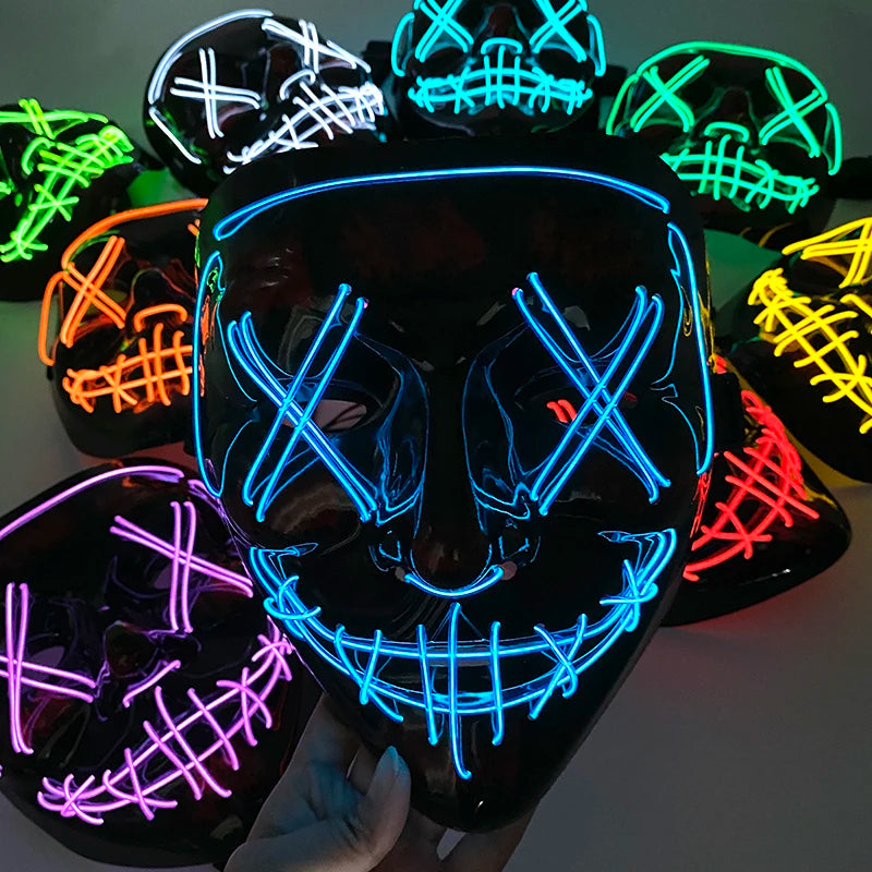 Purge Led Mask Halloween Carnival Christmas Masquerade Party Night Club Luminous Movie Theme Mask The Purge Glowing Cosplay Mask